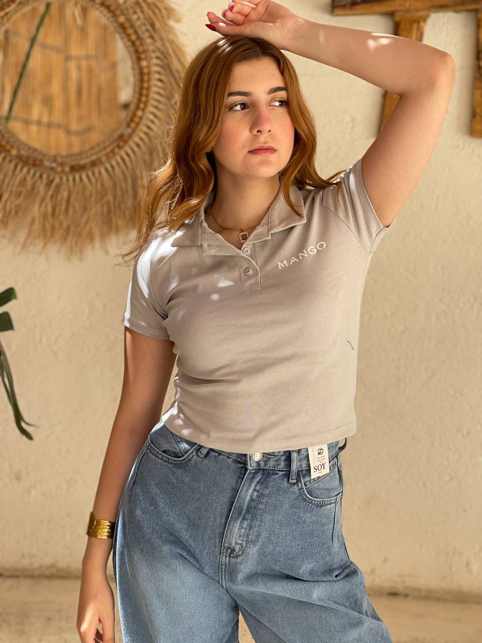 Grullo Women's Summer Polo Neck T-Shirt with Front Button and Short Sleeves