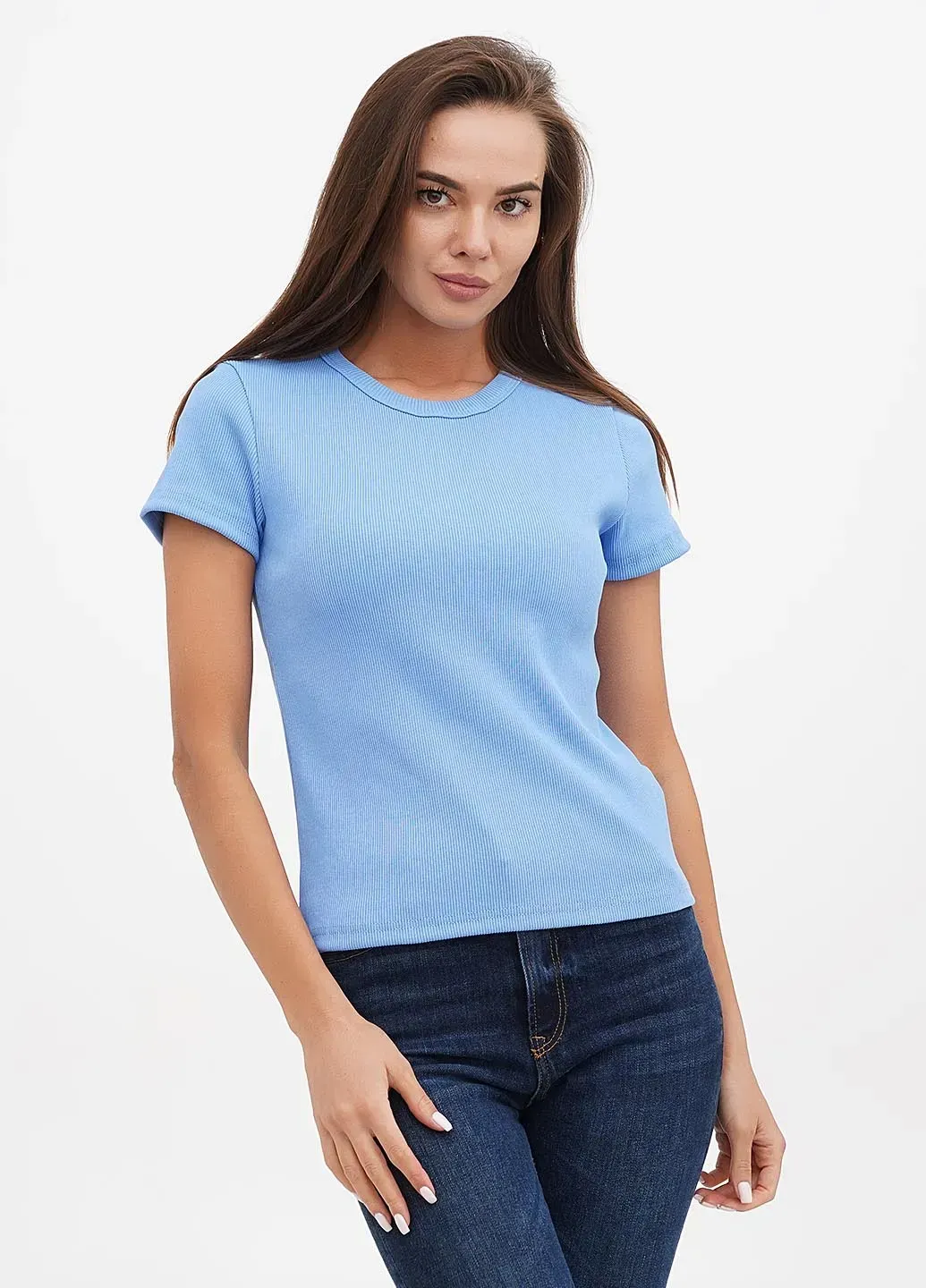 Baby Blue Short-Sleeve Derby Cotton