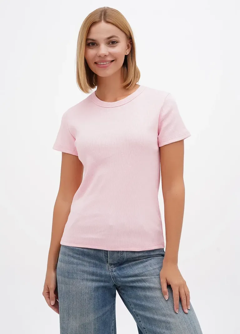 Pink Short-Sleeve Derby Cotton